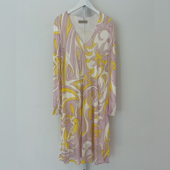 EMILIO PUCCI LAVENDER YELLOW VISCOSE DRESS MODEL 1EJH25 SIZE IT 40 / US 6 - Picture 6 of 17